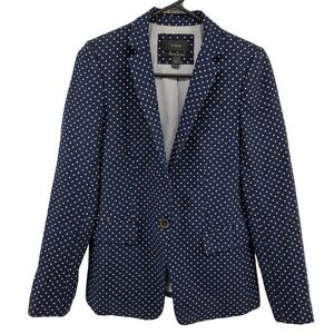 J. Crew Regent Blazer Navy White Polka Dot Single Button Women's Size 0